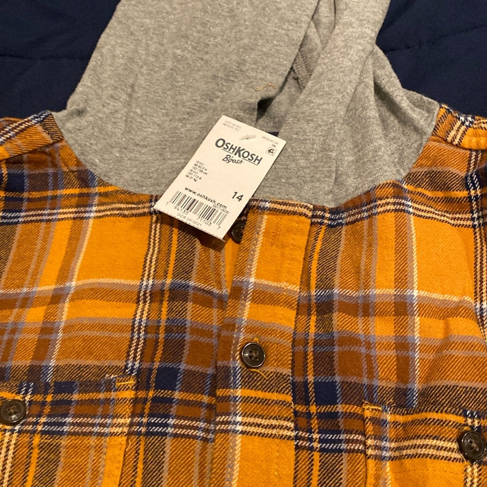 🧡Orange plaid long sleeve shirt for boys🧡